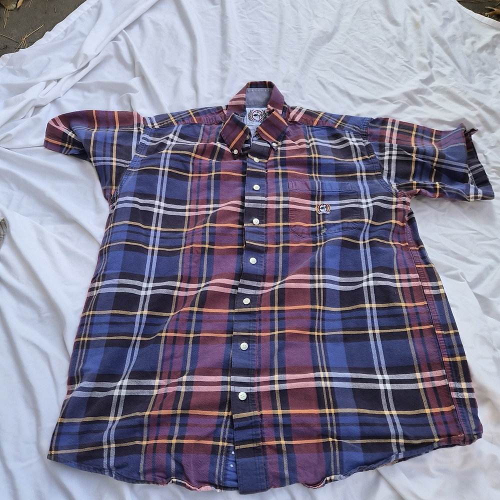 Cinch Mens  Western Shirt Blue Plaid. Short Sleeve Cowboy Rodeo Large